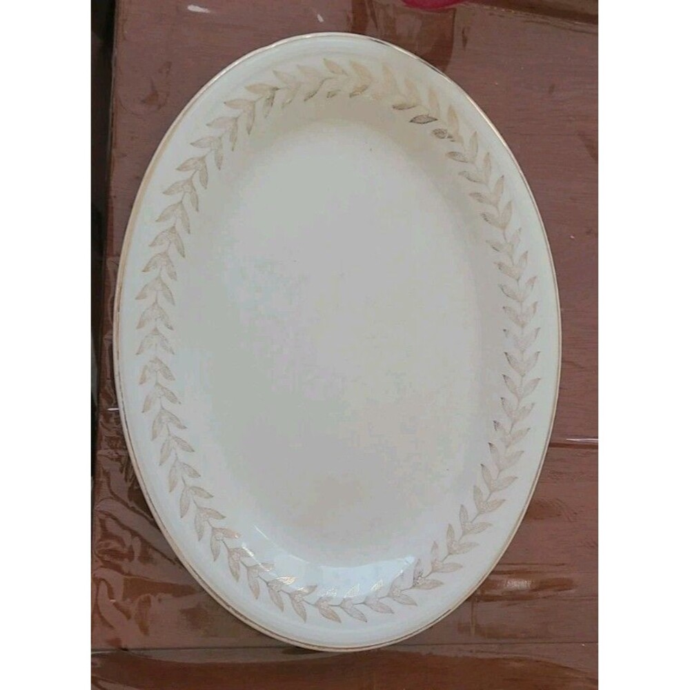 Edwin M Knowles China Co Oval Platter- Vintage Gold Rim